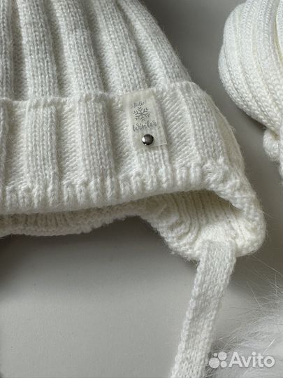 Шапка детская зимняя вязаная + шарф