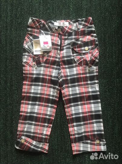 Клетчатые брюки-бермуды дет 7л