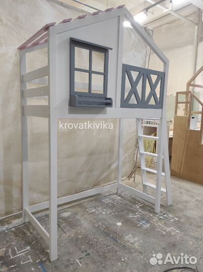 Детская Эко кровать чердак домик