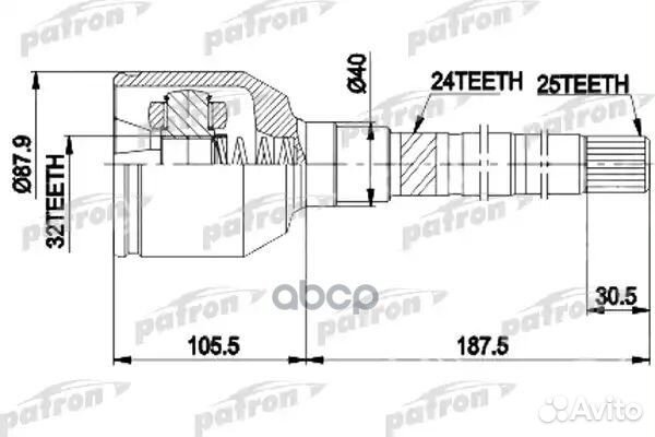 Шрус внутр.прав.к-кт 25x28x32 chrysler voyager