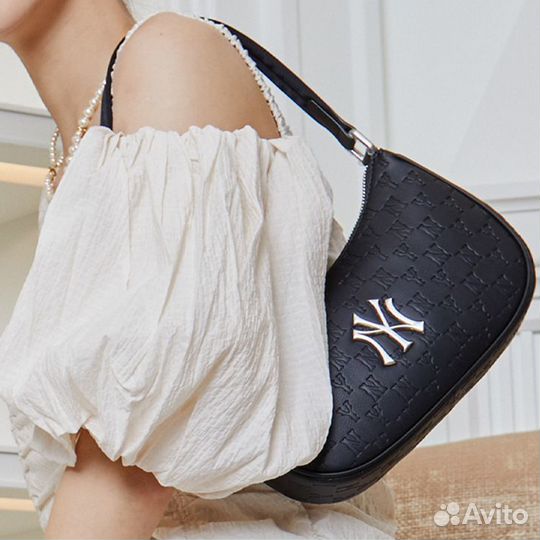 MLB Monogram Collection Artificial Leather Shoulder Bag Dumpling Bag Shoulder Bags Regular Unisex Bl