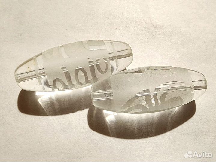 2 бусины дзи из горного хрусталя