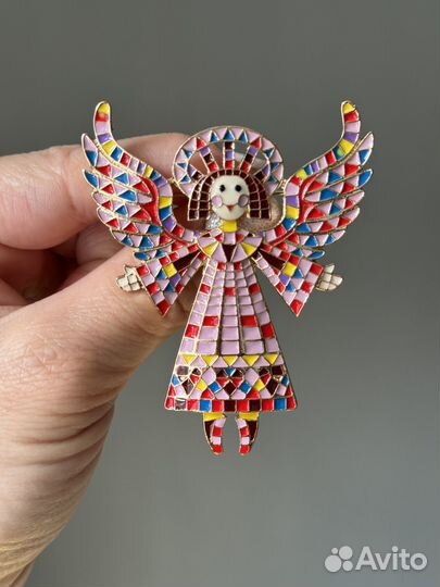 Брошь Ангел розовый