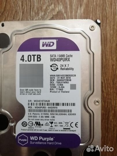 Жесткий диск wd purple 4tb hdd