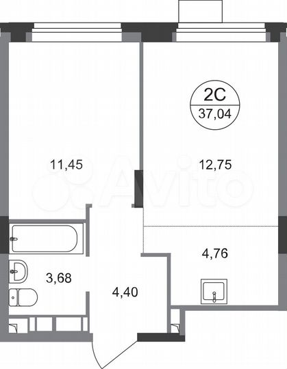2-к. квартира, 37 м², 16/22 эт.