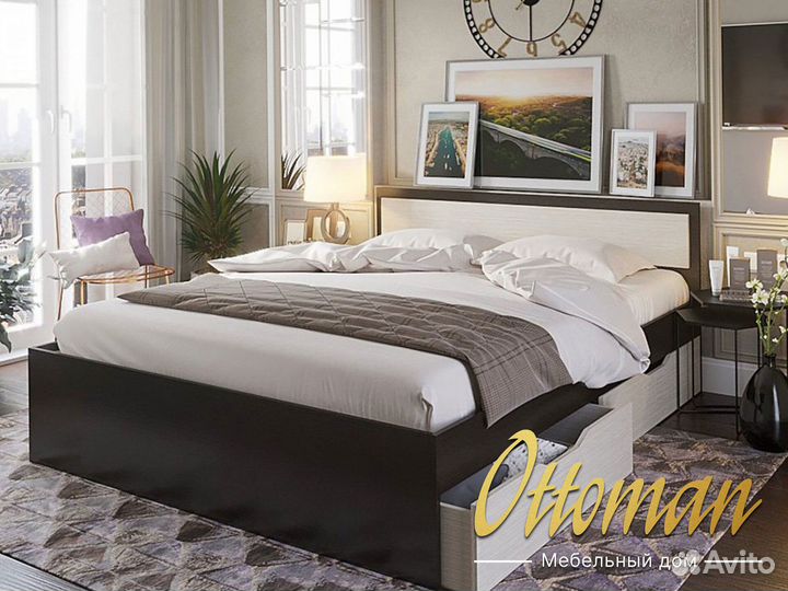 Кровать с ящиком и матрасом 160 200