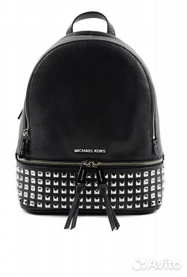 Рюкзак кожаный MK черный с клепками