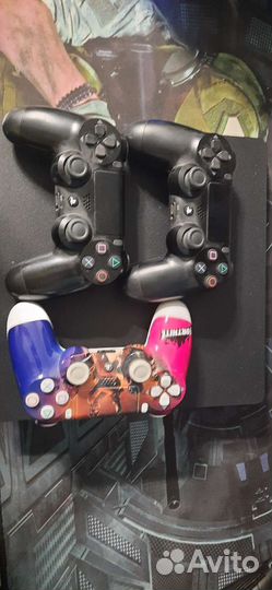 Sony playstation 4 slim 1tb с играми, 3 геймпадами