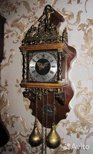 Часы настенные Ходики. Голландия.64 см. Бронза