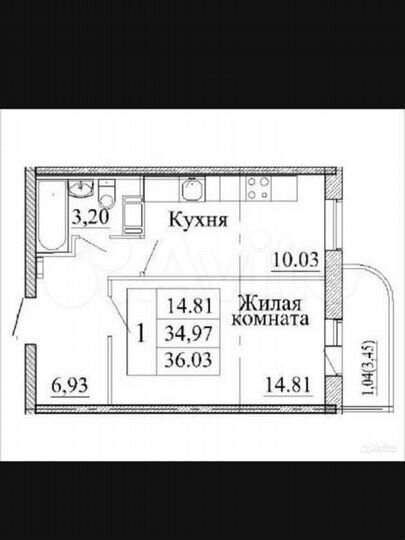 1-к. квартира, 34,3 м², 4/12 эт.