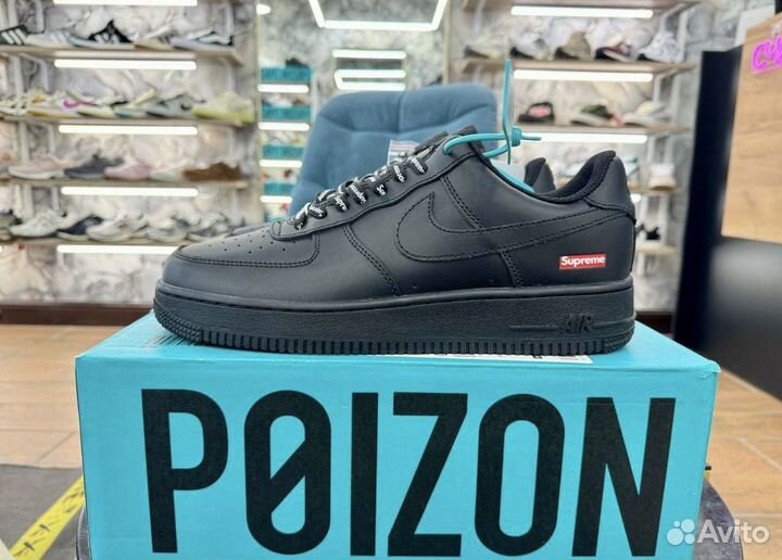 Кроссовки nike air force 1 черные supreme