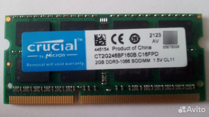 Озу DDR2, DDR3 SoDimm для ноутбука