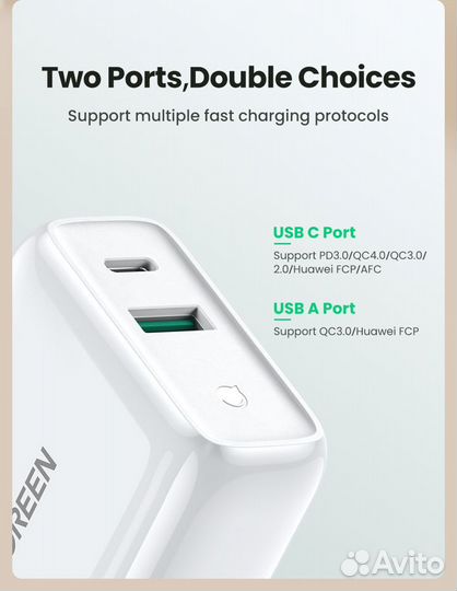 Зарядное устройство Ugreen QC 4,0 3,0 PD 36 Вт