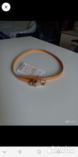 Новый Ремень 87 см * 1 см рыжий (коричневый)