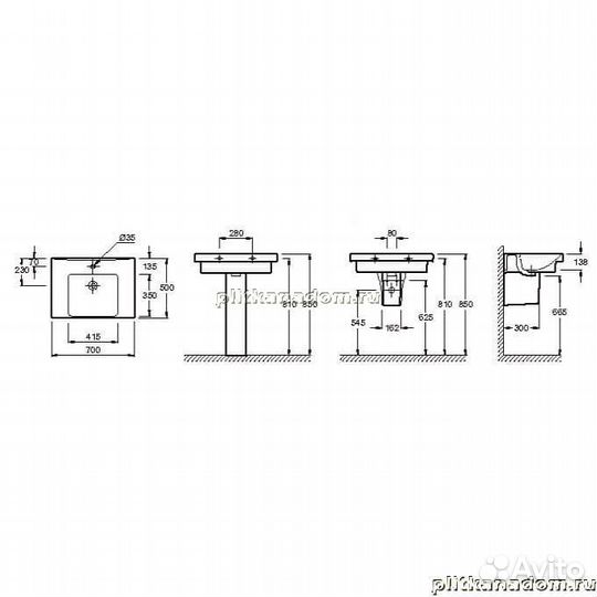 Jacob Delafon Odeon Up E4732-00 раковина подвeсная 70х50