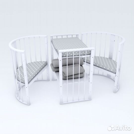 Детская кроватка круглая Зайка 8в1 с маятником