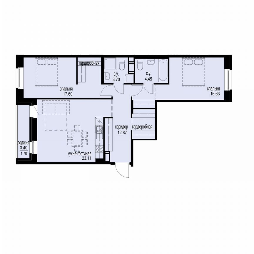 2-к. квартира, 80,1 м², 6/12 эт.