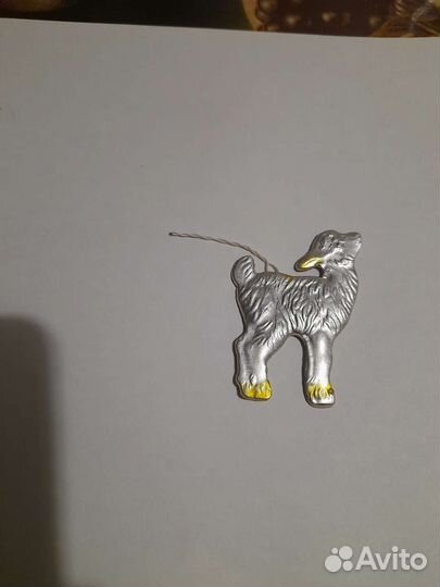 Елочная игрушка картонаж СССР ягненок