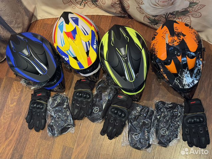 Кроссовый шлем новый + перчатки очки маска