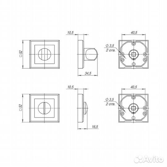 Фиксатор QL SN/CP-3 квадратная розетка (матовый ни