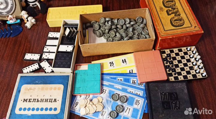Лото, домино, пятнашки, мельница, шахм. игры СССР