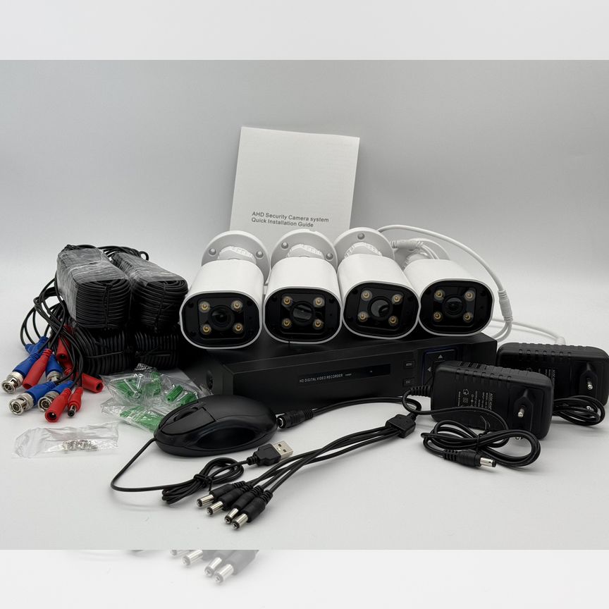 [H265/H264] Комплект Видеонаблюдения 4 Камеры 5 Мп