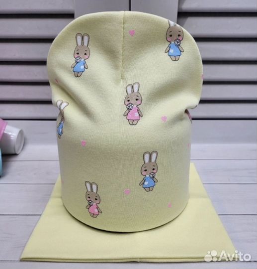 Шапка + снуд для девочек, на весну, 46-52