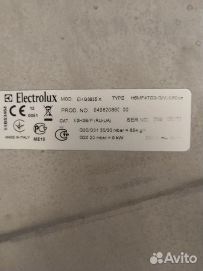 Газовая варочная панель Electrolux EH06835 X Italy