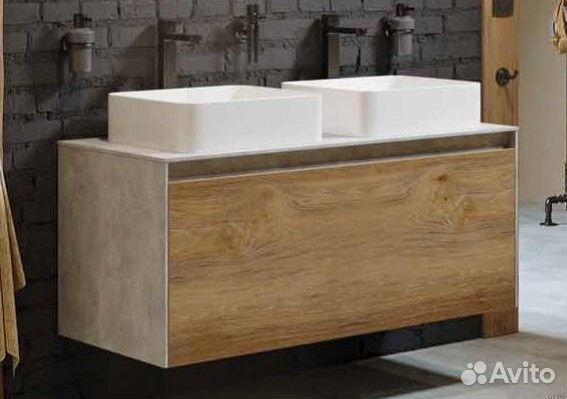 Мебель для ванной Aqwella Mobi 120 бетон светлый фасад дуб балтийский