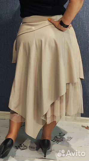 Юбкаиз экокожи с фатином