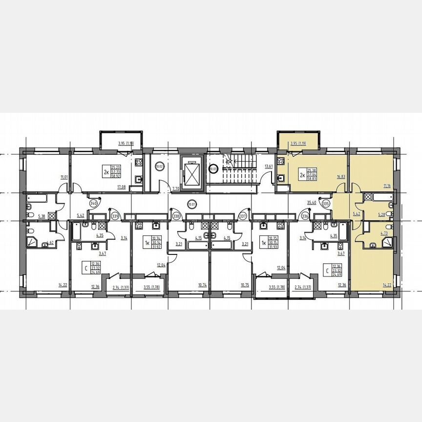 2-к. квартира, 58,8 м², 10/12 эт.