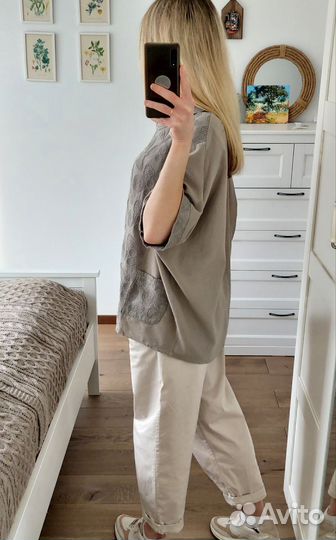 Блузка. Хлопок. Вышивка. 50-56. Италия