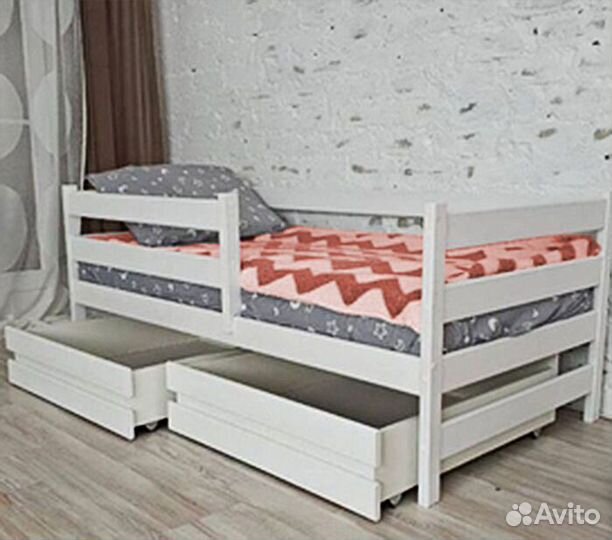 Кроватка софа эко берёза высокий борт детская