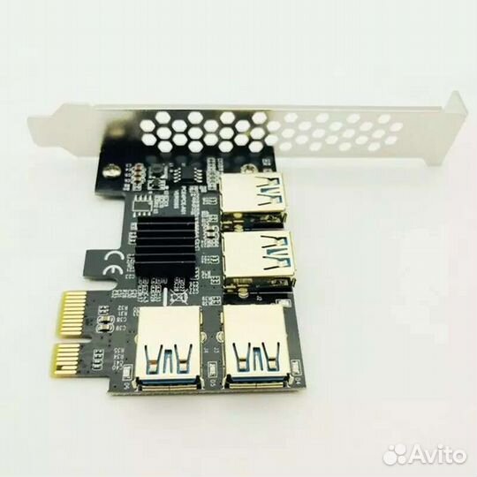 Райзер-карта PCI-E Express с 1x на 4 USB 3,0