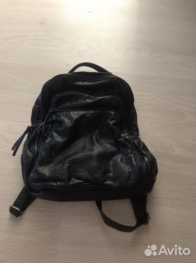 Рюкзак женский, кожаный, черный, вместительный