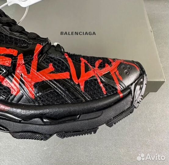 Balenciaga Runner Red Graffiti Black Sneakers