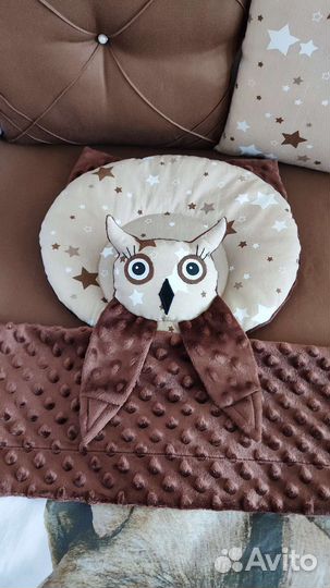 Бортики, плед, простынь на резинке, подушка