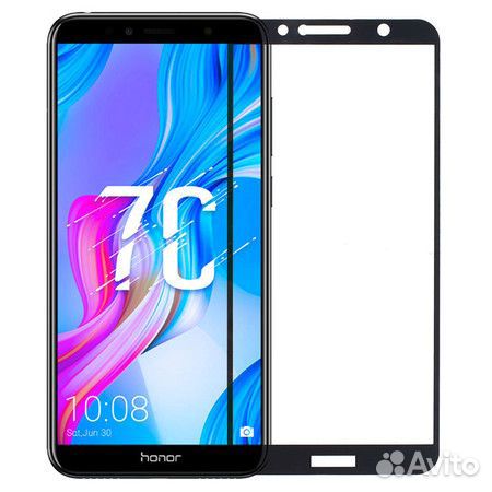 Защитное стекло для Honor 7C (AUM-L41) П/П черное