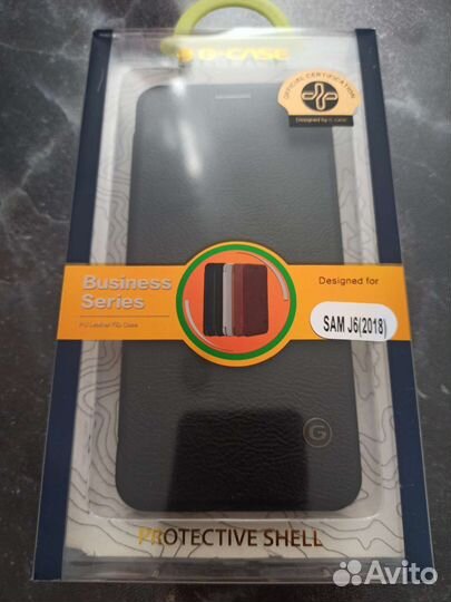 Кожаный чехол книжка на samsung J6