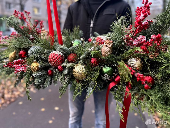 Новогодняя композиция из 4-х видов ели