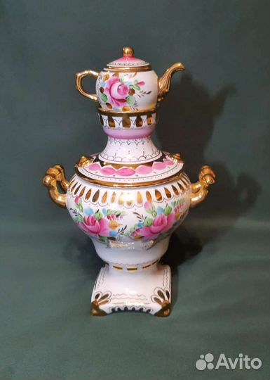 Редкий самовар с олимпийской символикой. Гжель