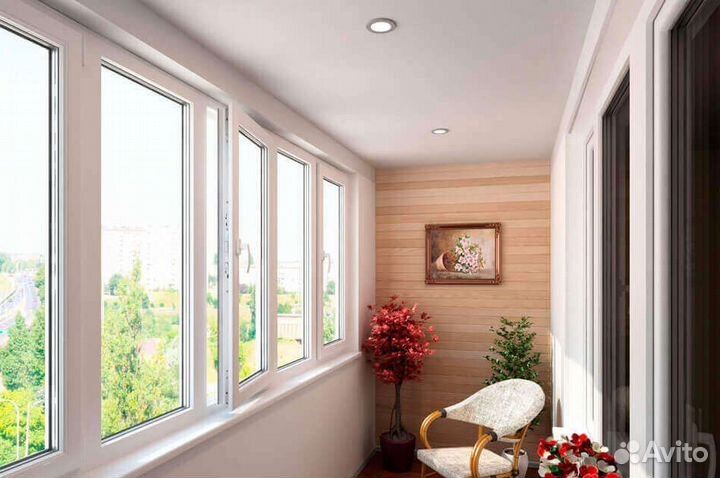 Остекление балконов и лоджий с отделкой