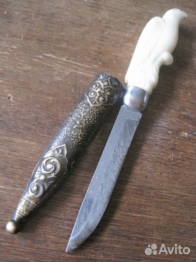 Старинный нож латунь орел