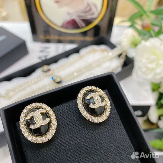 Серьги chanel колье чокер шанель браслет chanel