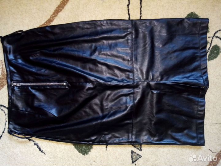Кожаная юбка длинная S