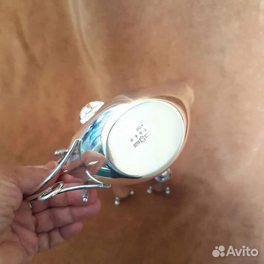 Старинные солонка перечница соусник серебрение Анг