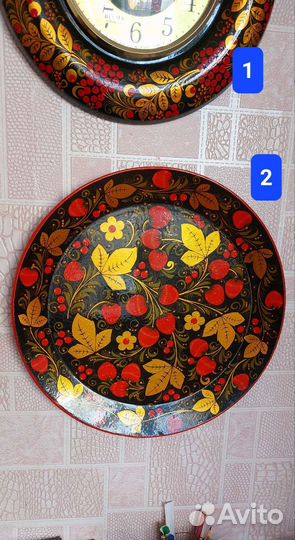 Хохлома часы панно блюдо фруктовница