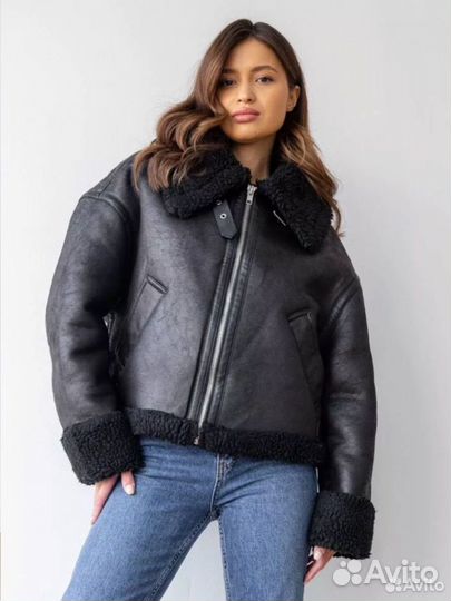 Дублёнка черная Zara