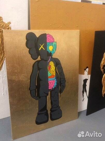 Картина акрилом kaws