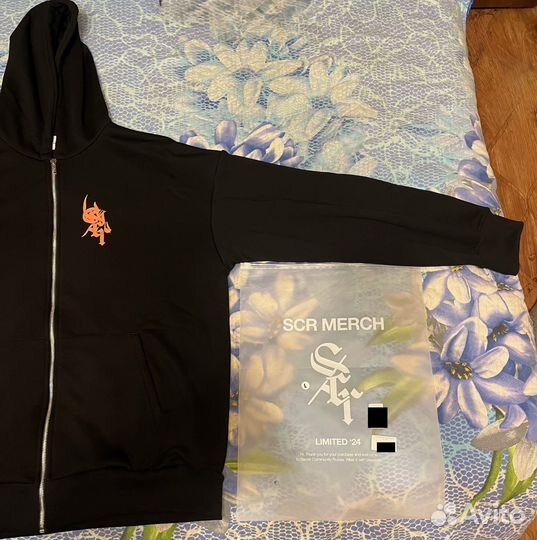 SCR flame ZIP-hoodie black L (180-189)